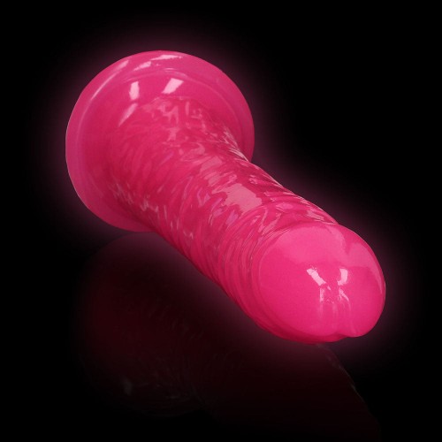 RealRock Glow in the Dark Slim 8 inch Dildo Neon Pink