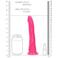 RealRock Dildo Slim Brillante de 8 pulgadas Rosa Neón