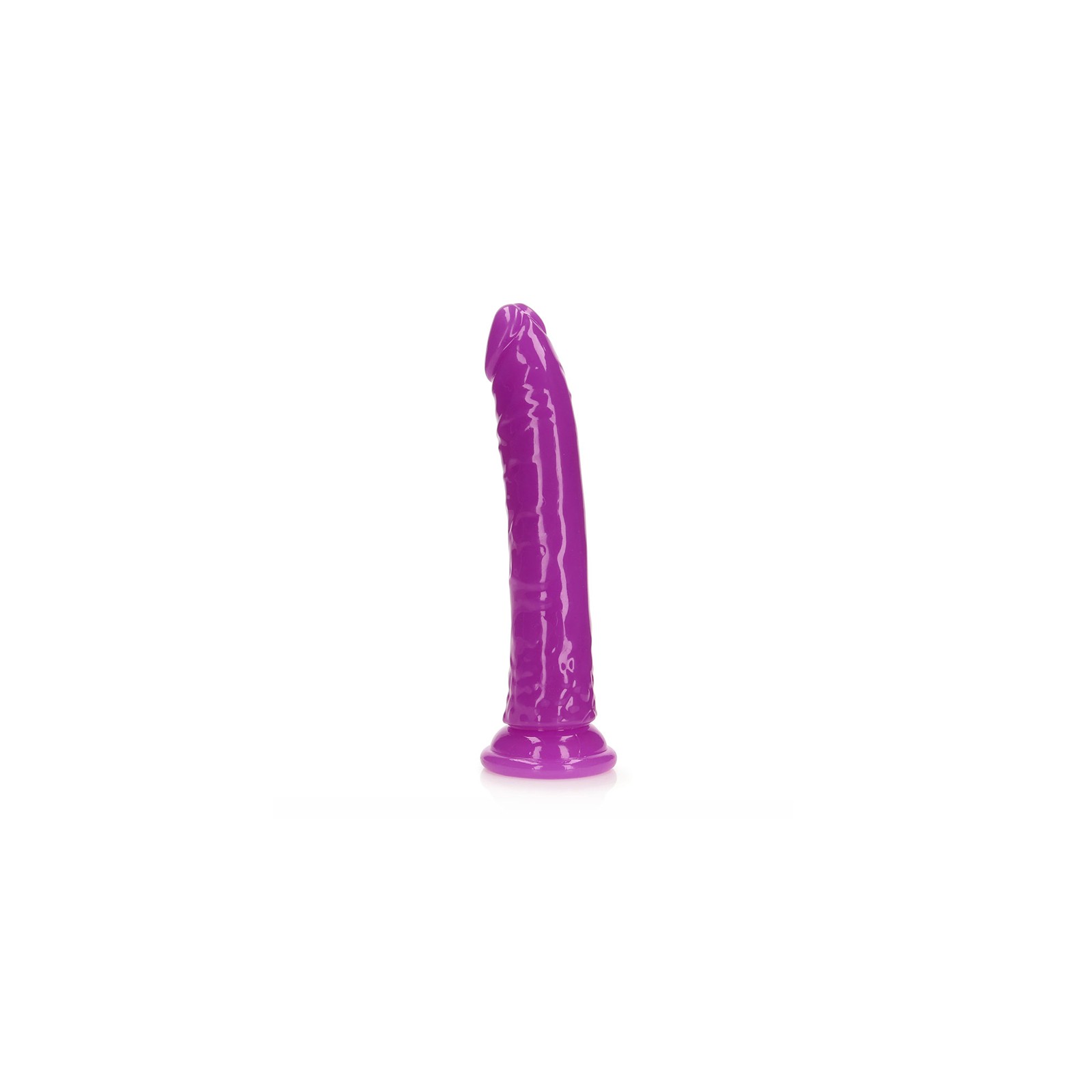 RealRock Glow in the Dark Slim Dildo 9" Neon Purple