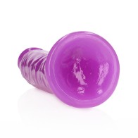 RealRock Glow in the Dark Slim Dildo 9" Neon Purple