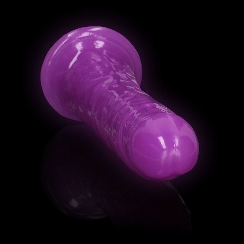 RealRock Glow in the Dark Slim Dildo 9" Neon Purple