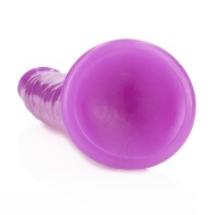 Dildo Slim 11 en. que Brilla en la Oscuridad de RealRock Morado Neón