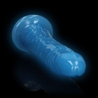 RealRock Dildo Slim Brillante en la Oscuridad de 9 pulgadas Azul Neón