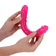 Dildo Doble que Brilla en la Oscuridad RealRock 12 in. Rosa Neón