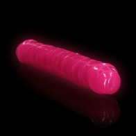 Dildo Doble que Brilla en la Oscuridad RealRock 12 in. Rosa Neón