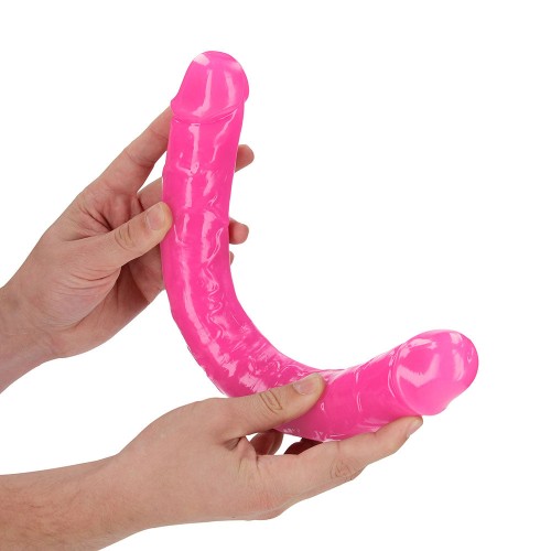 RealRock Glow in the Dark Double Dong 15 in. Neon Pink