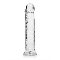 Dildo Recto Transparente RealRock de 10 in. Sin Testículos Transparente