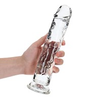 Dildo Recto Transparente RealRock de 10 in. Sin Testículos Transparente