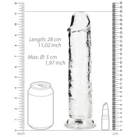 RealRock Crystal Clear Straight 10 in. Dildo Without Balls Clear