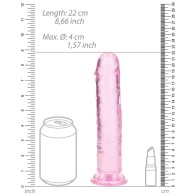 Dildo Recto Cristal Claro RealRock 8 in. Rosa