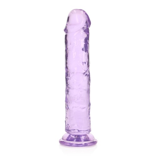 Dildo Recto Transparente RealRock de 7 Pulgadas Sin Testículos en Morado