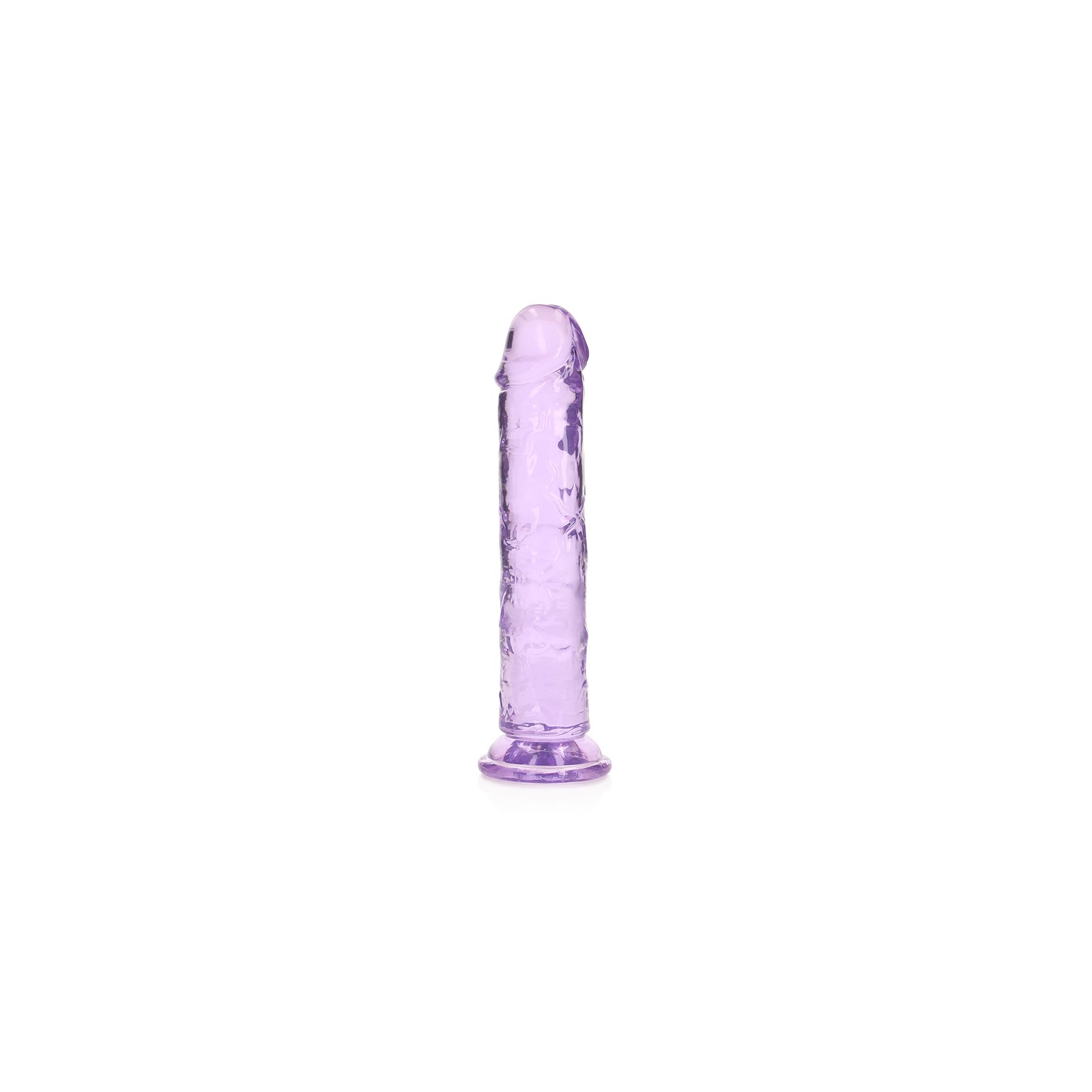 Dildo Recto Transparente RealRock de 7 Pulgadas Sin Testículos en Morado