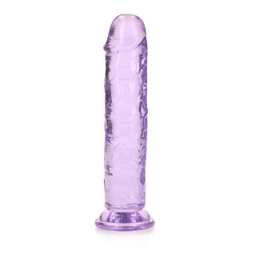 Dildo Recto Transparente RealRock de 7 Pulgadas Sin Testículos en Morado