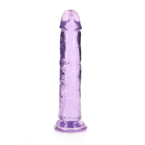 Dildo Recto Transparente RealRock de 7 Pulgadas Sin Testículos en Morado