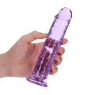 Dildo Recto Transparente RealRock de 7 Pulgadas Sin Testículos en Morado