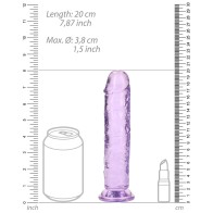 Dildo Recto Transparente RealRock de 7 Pulgadas Sin Testículos en Morado