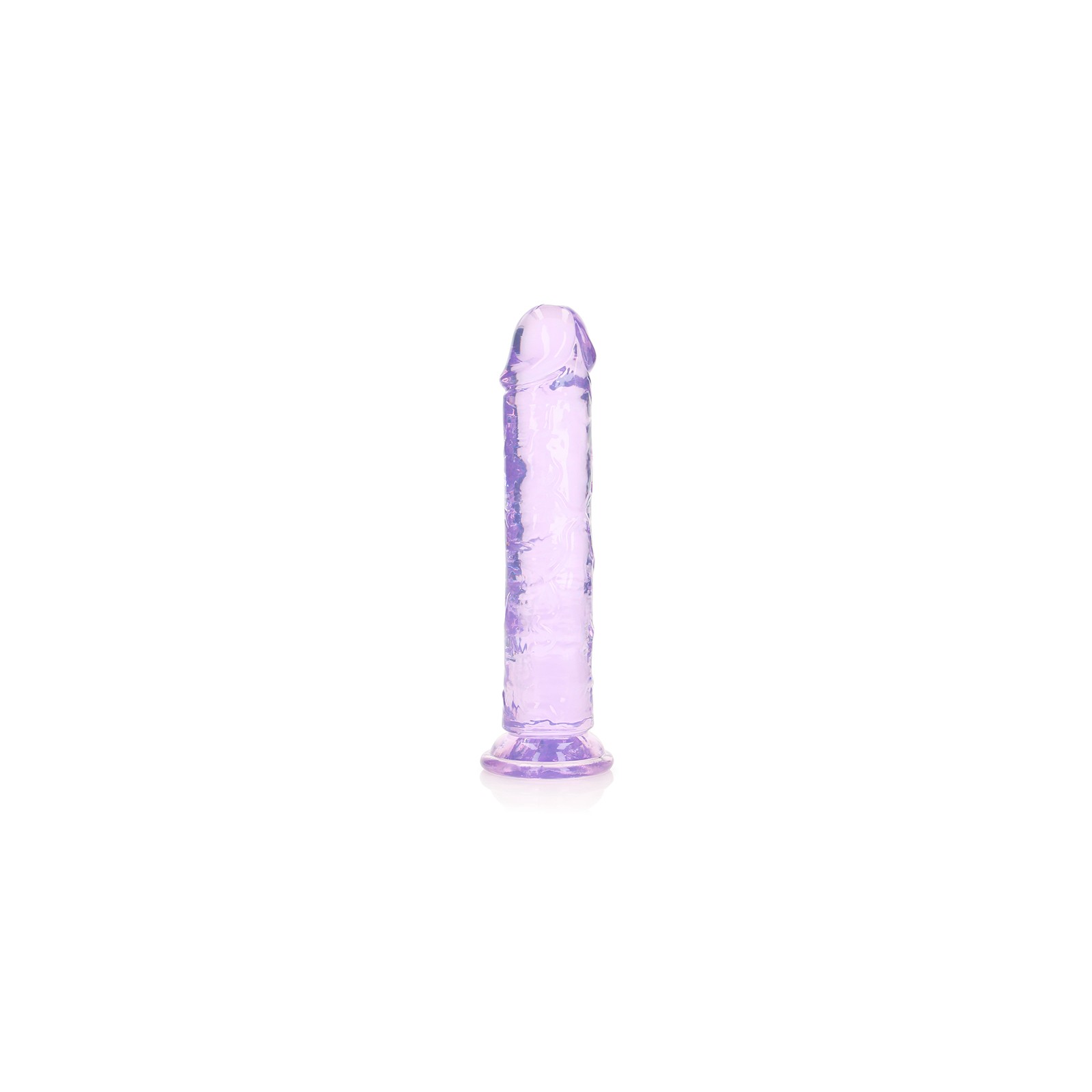 RealRock Crystal Clear 8 in. Dildo Without Balls Purple