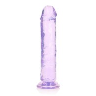 RealRock Crystal Clear 8 in. Dildo Without Balls Purple