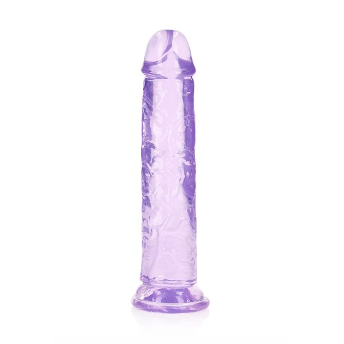 RealRock Crystal Clear 8 in. Dildo Without Balls Purple