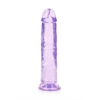 RealRock Crystal Clear 8 in. Dildo Without Balls Purple