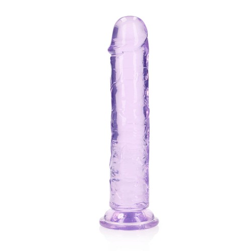 RealRock Crystal Clear 8 in. Dildo Without Balls Purple