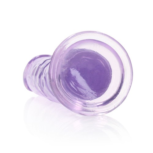 RealRock Crystal Clear 8 in. Dildo Without Balls Purple