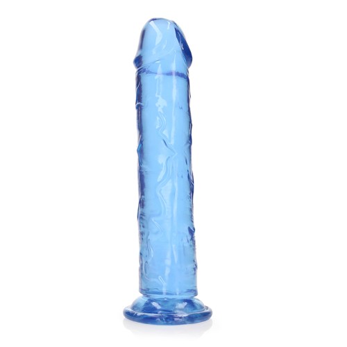 RealRock Crystal Clear Straight 9 in Dildo Without Balls Blue