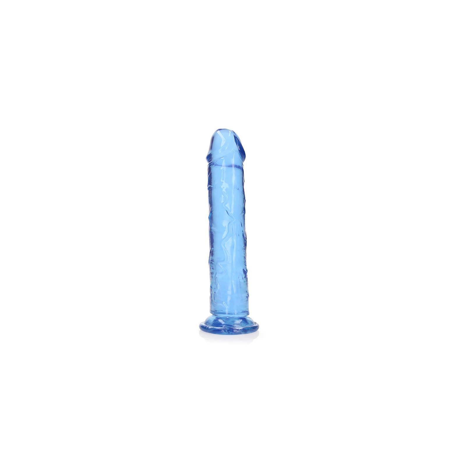 RealRock Crystal Clear Straight 9 in Dildo Without Balls Blue