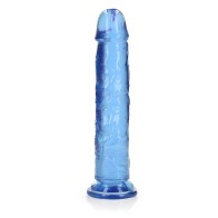 RealRock Dildo Recto Transparente 9 in Sin Testículos Azul