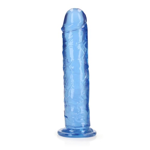 RealRock Crystal Clear Straight 9 in Dildo Without Balls Blue