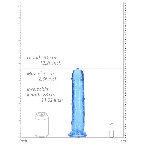 RealRock Crystal Clear 11 in. Dildo Blue