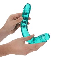 Dildo Doble RealRock Crystal Clear de 13 in Turquesa