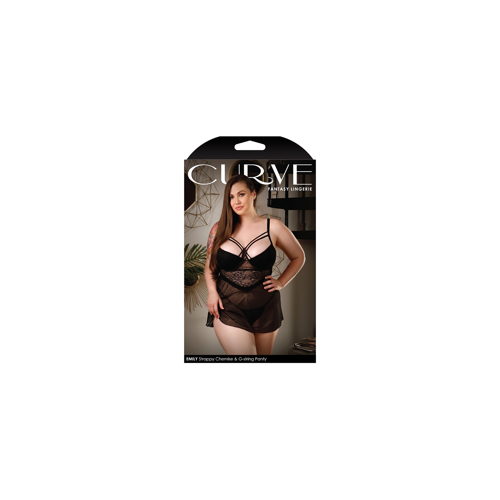 Curve Emily Strappy Chemise With Molded Cups & G-String