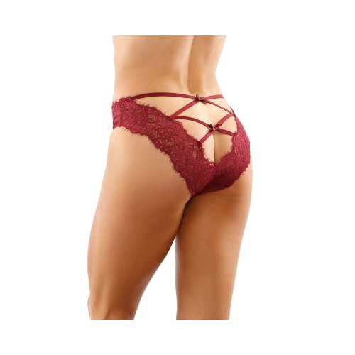 Panty Bikini de Encaje Ivy con Espalda de Trenzas Garnet