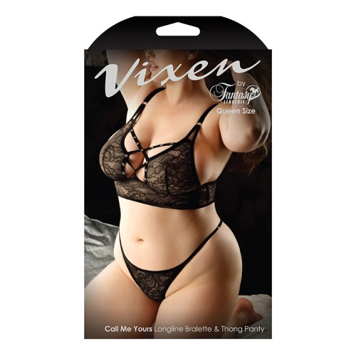 Vixen Bralette Largo & Tanga Negro