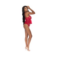 Magic Silk Flutter Cami and Cheeky Panty Set Red S/M