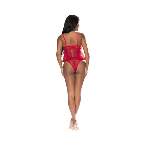 Magic Silk Flutter Cami and Cheeky Panty Set Red S/M