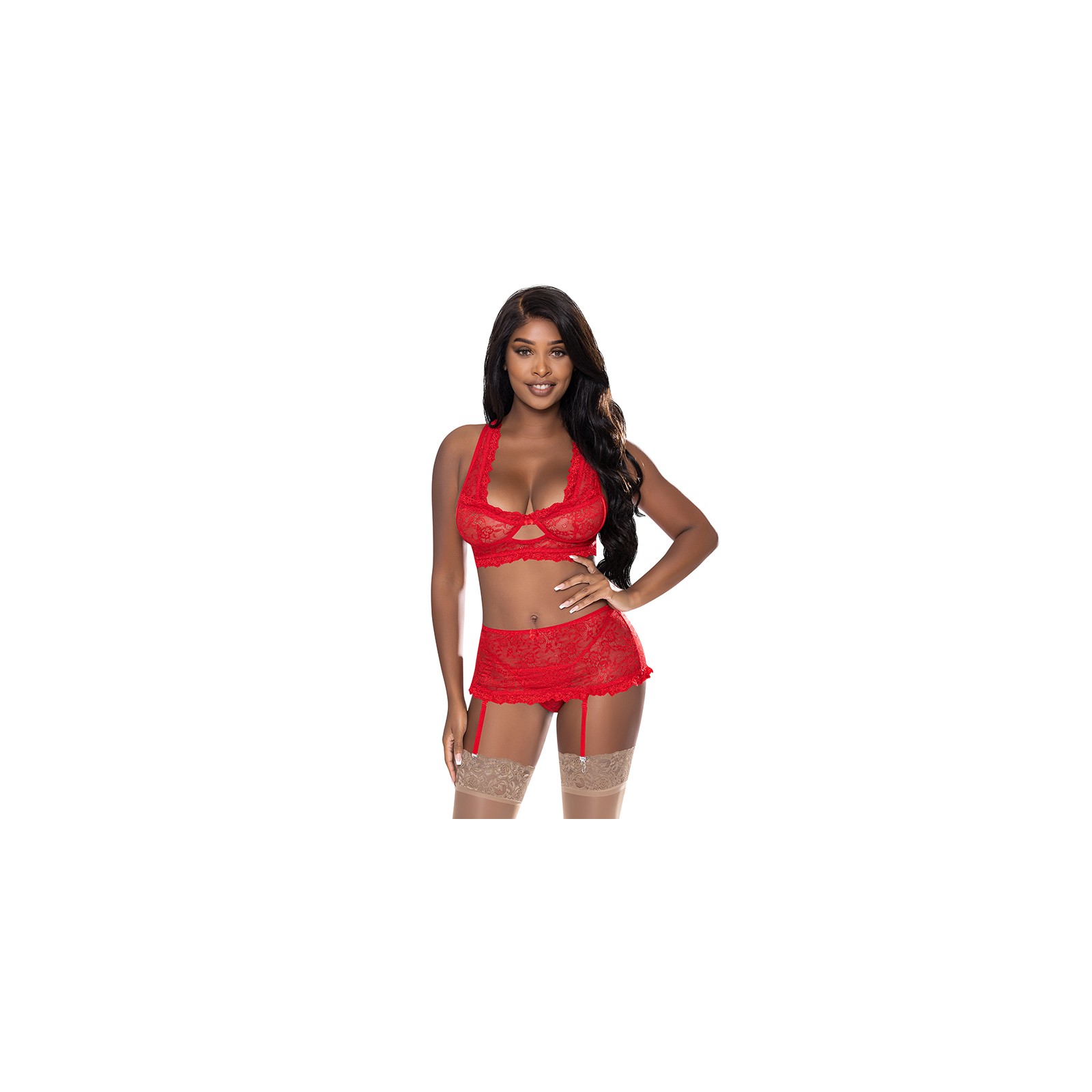 Conjunto Magic Silk Ooh La Lace - Elegancia Seductora Roja