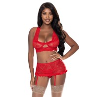 Conjunto Magic Silk Ooh La Lace - Elegancia Seductora Roja