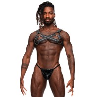 Male Power Leather Virgo Harness for Men Black O/S