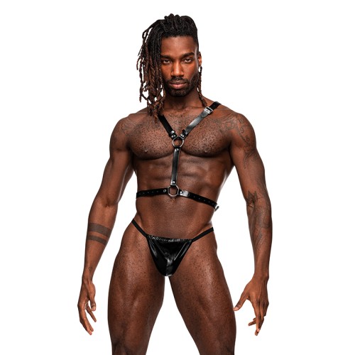 Male Power Leather Sagittarius Harness Black