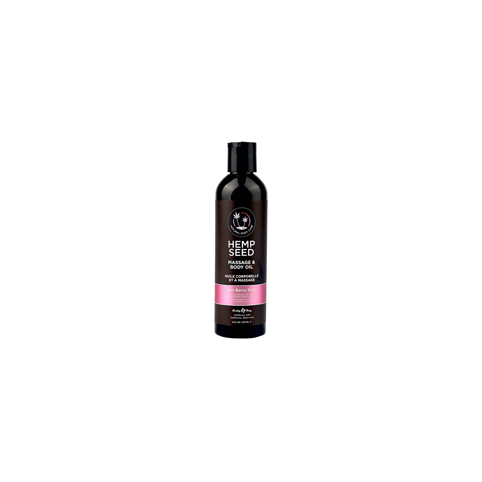 Earthly Body Hemp Seed Massage & Body Oil Zen Berry Rose 8 oz.