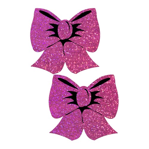 Pastease Bow: Hot Pink Glitter Bows Nipple Pasties - Stylish Cover