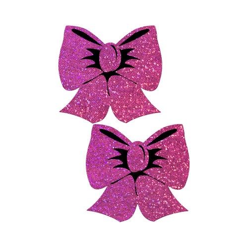 Pastease Bow: Hot Pink Glitter Bows Nipple Pasties - Stylish Cover