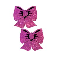 Pastease Bow: Hot Pink Glitter Bows Nipple Pasties - Stylish Cover