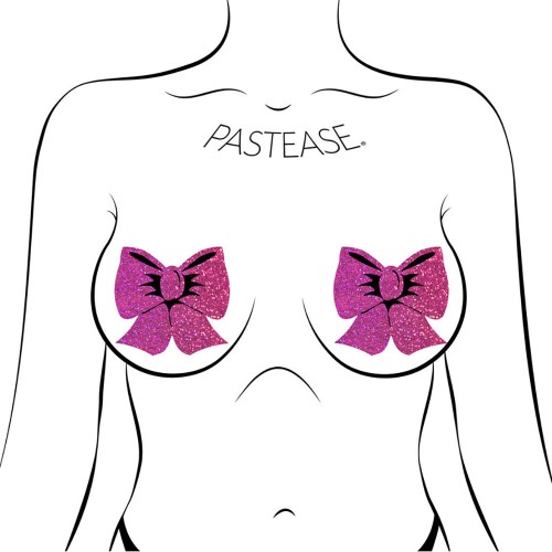 Pastease Bow: Hot Pink Glitter Bows Nipple Pasties - Stylish Cover