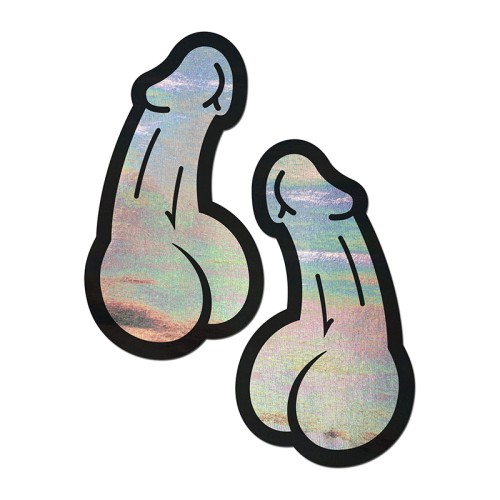 Pastease Holographic Silver Dick Nipple Pasties