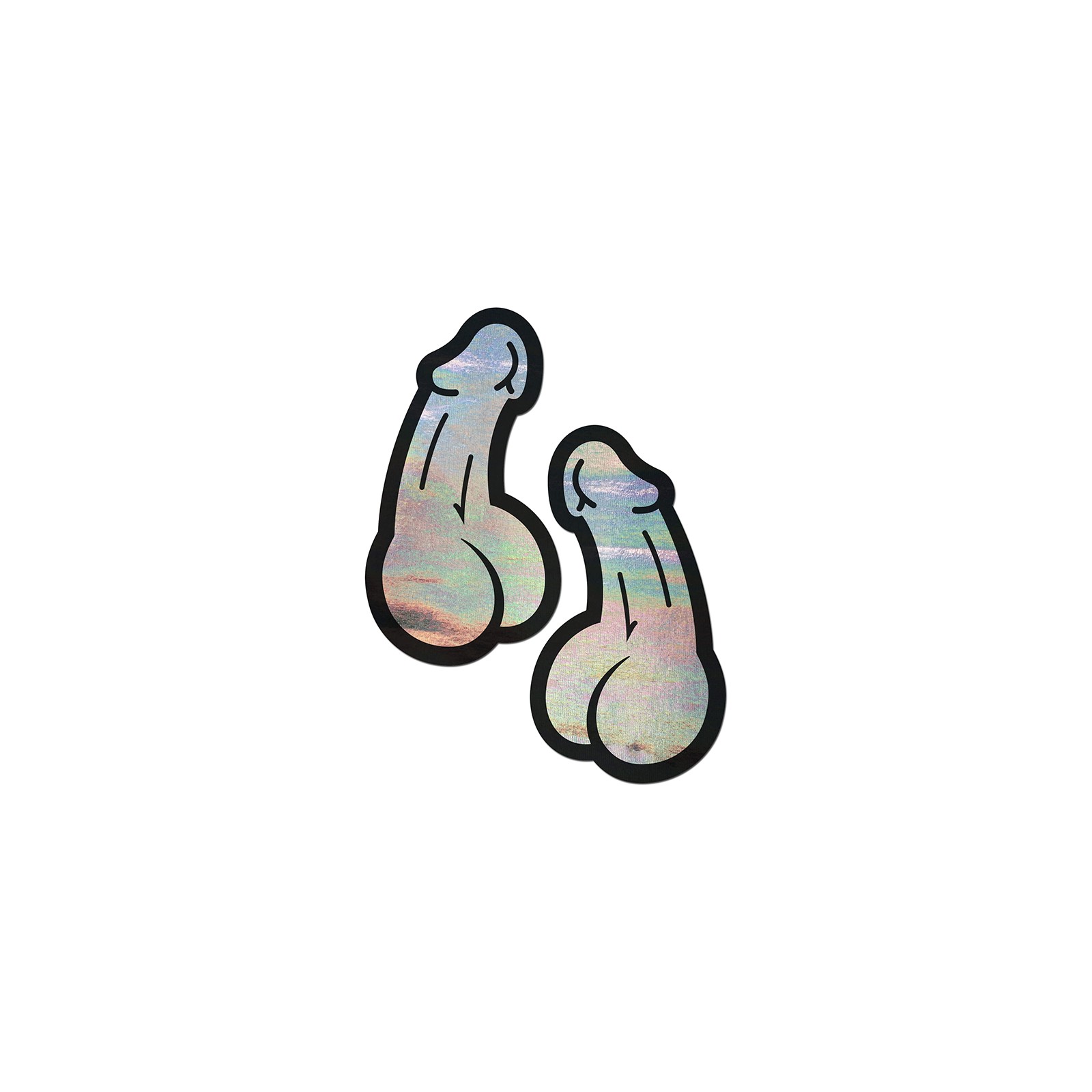 Pastease Holographic Silver Dick Nipple Pasties