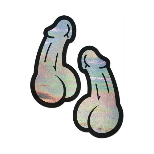 Pastease Holographic Silver Dick Nipple Pasties