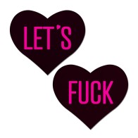 Pastease Love: Pasties de Corazón Negro con 'Let's Fuck'